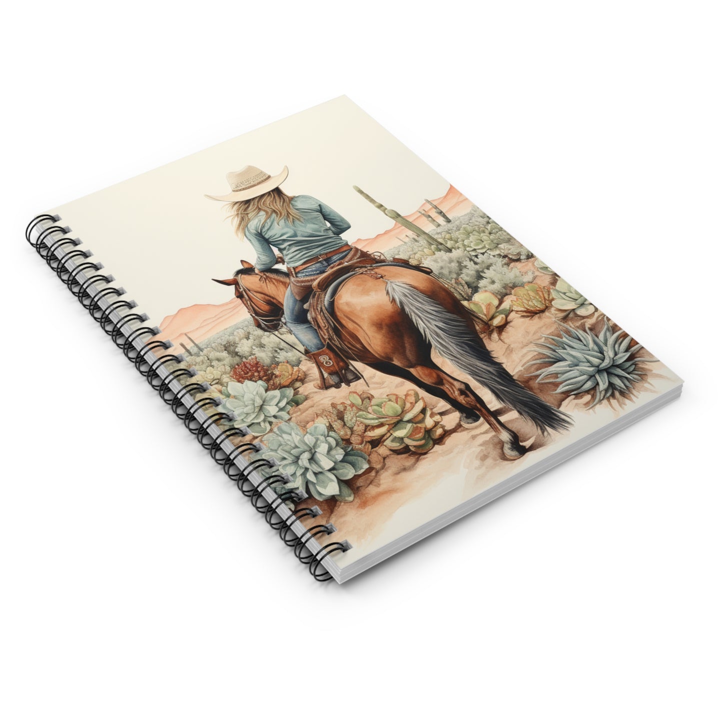 Cowgirl Spiral Paper Cover Notebook - Ruled Line