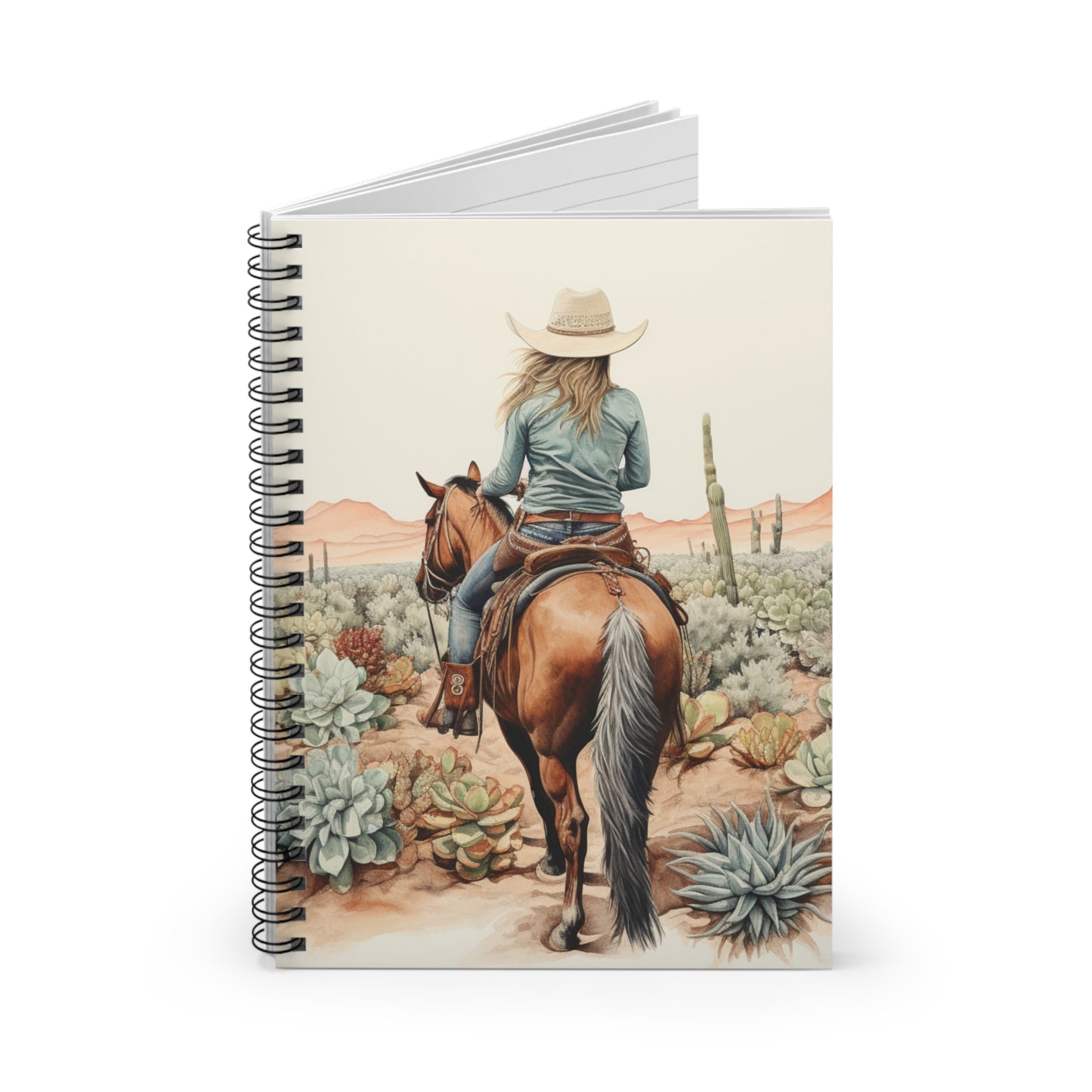 Cowgirl Spiral Paper Cover Notebook - Ruled Line